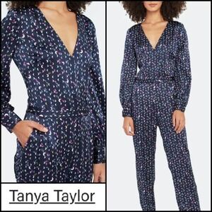 Tanya Taylor Dark Blue Patterned Jumpsuit